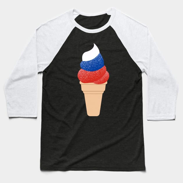 Funny Russian Flag Ice Cream Baseball T-Shirt by sqwear